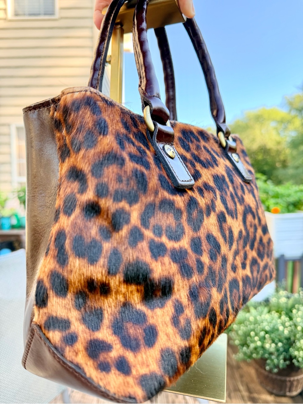 Patricia Nash Rienzo Leopard Calf Hair Leather Satchel. 🐆RARE🐆 model P357283 - Picture 4 of 13